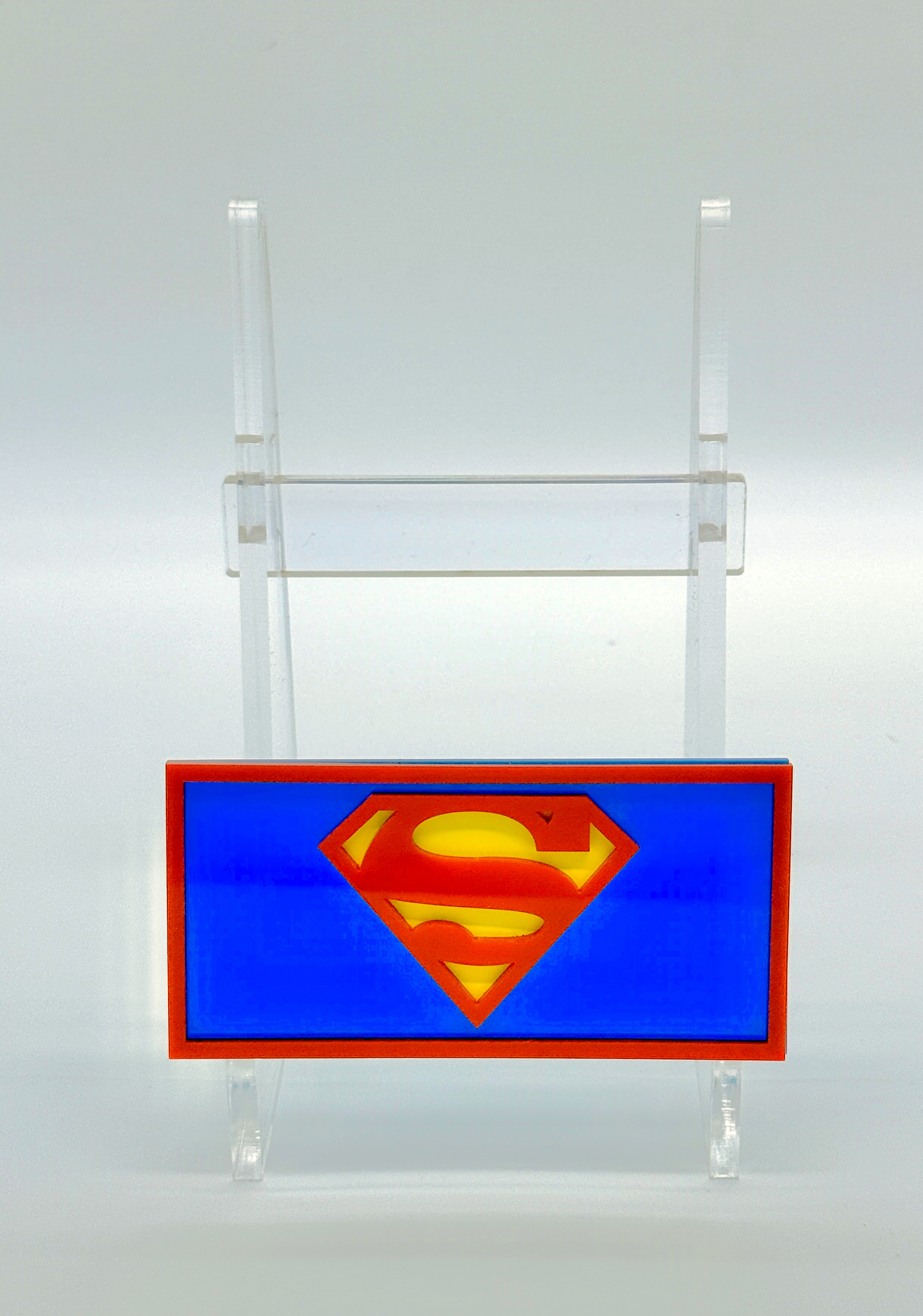 Custom Comic Book Stand - Superman (Red/Blue/Engraved) Laser Cut/Not 3D Prnt